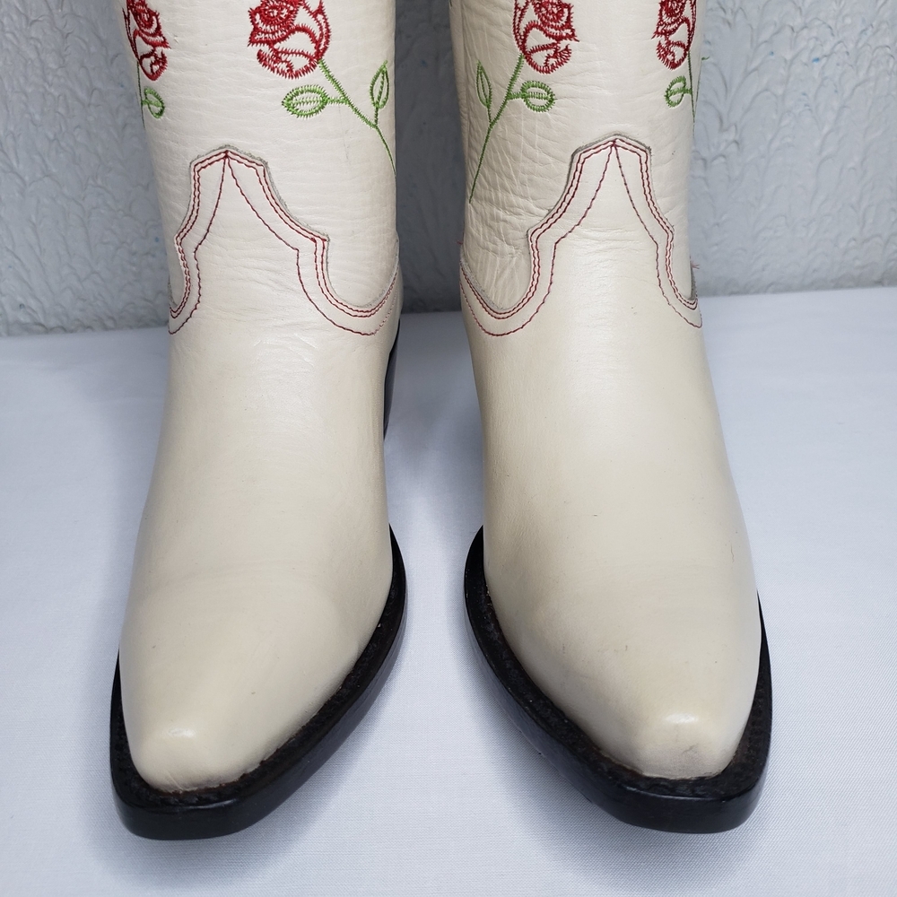 Anthropologie X Planet Cowboy Dozen Roses Cream Cowboy Boots Western Womens 8 US - Picture 2 of 16